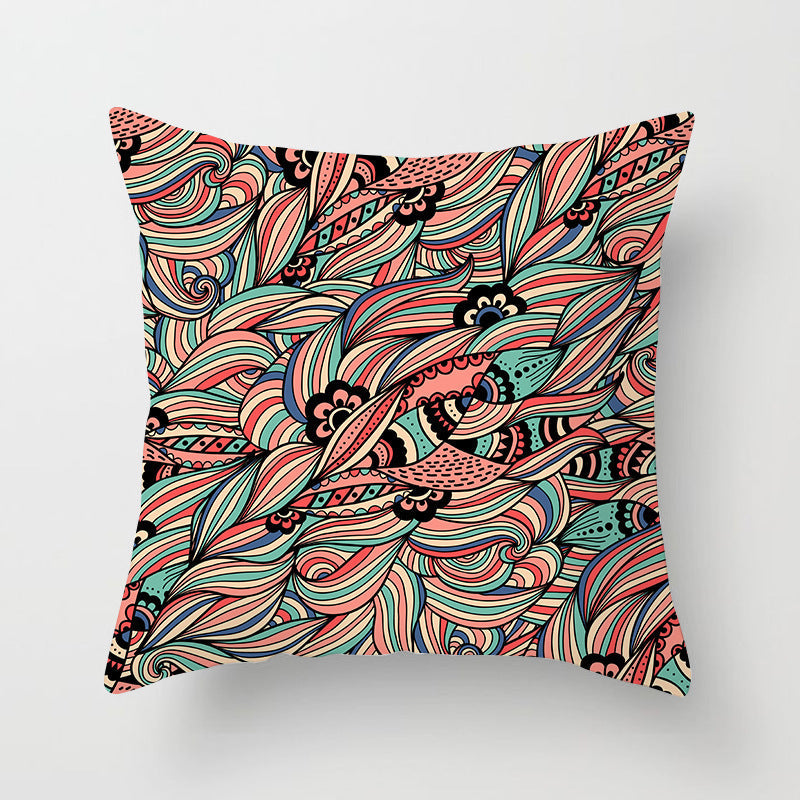 HKM-204755 Mandala Printed Peach Skin Pillowcase for Sofa – Soft and Stylish Cushion Cover