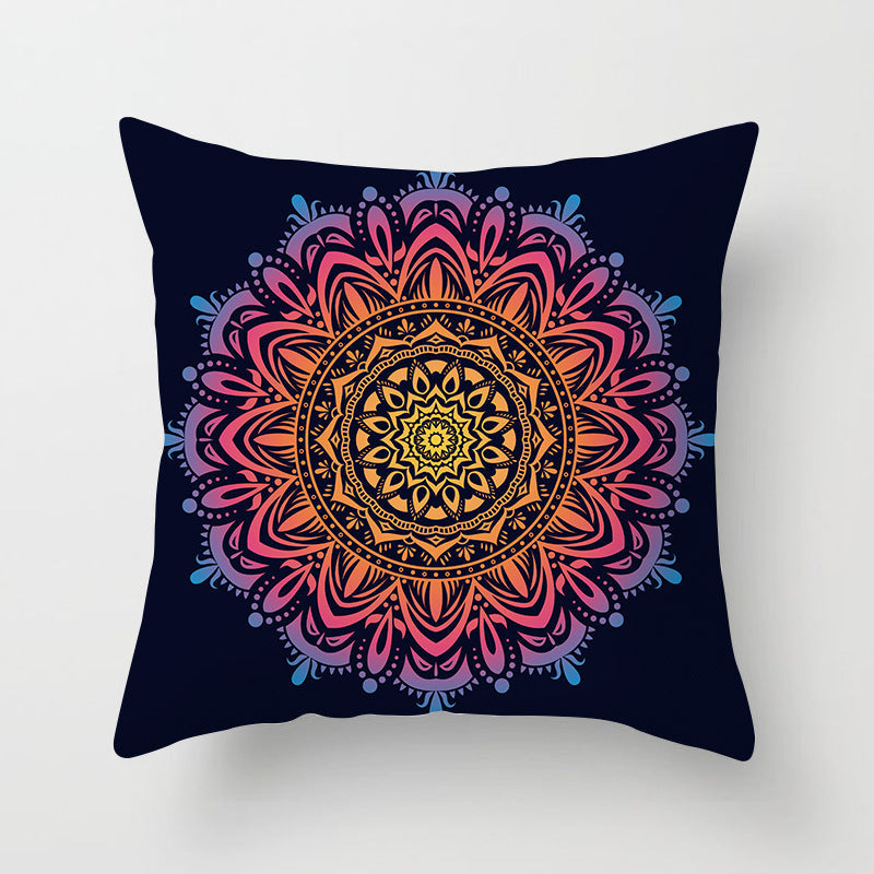 HKM-204755 Mandala Printed Peach Skin Pillowcase for Sofa – Soft and Stylish Cushion Cover