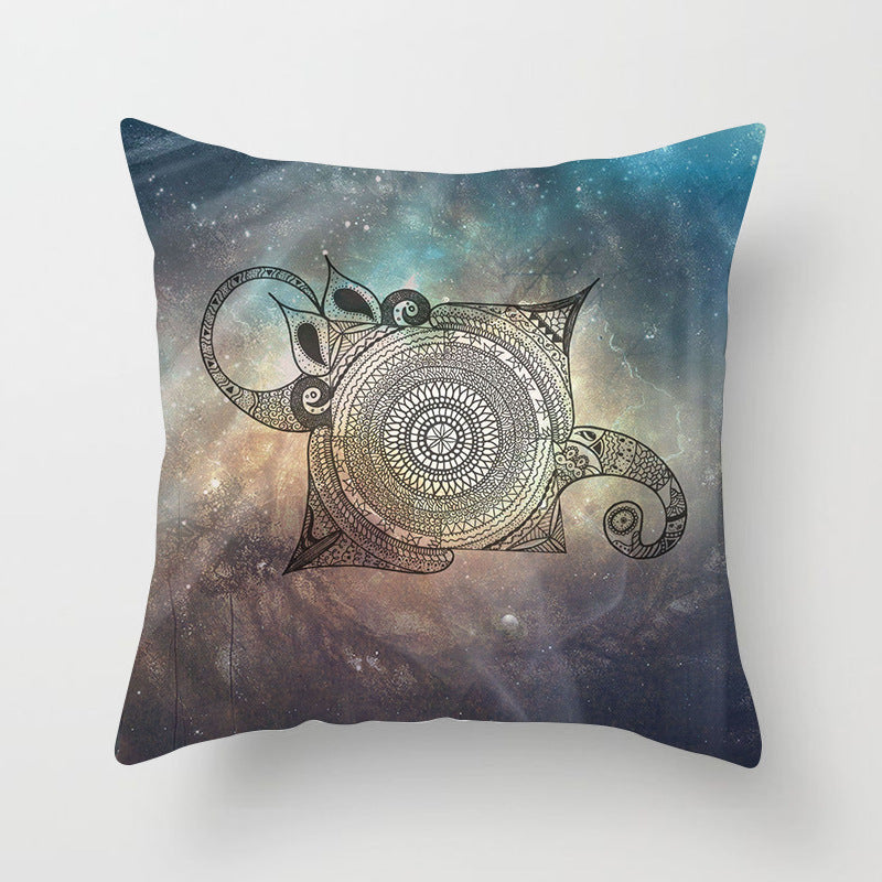 HKM-204755 Mandala Printed Peach Skin Pillowcase for Sofa – Soft and Stylish Cushion Cover