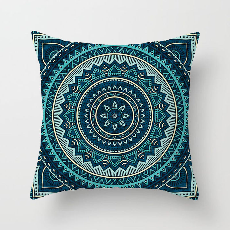 HKM-204755 Mandala Printed Peach Skin Pillowcase for Sofa – Soft and Stylish Cushion Cover