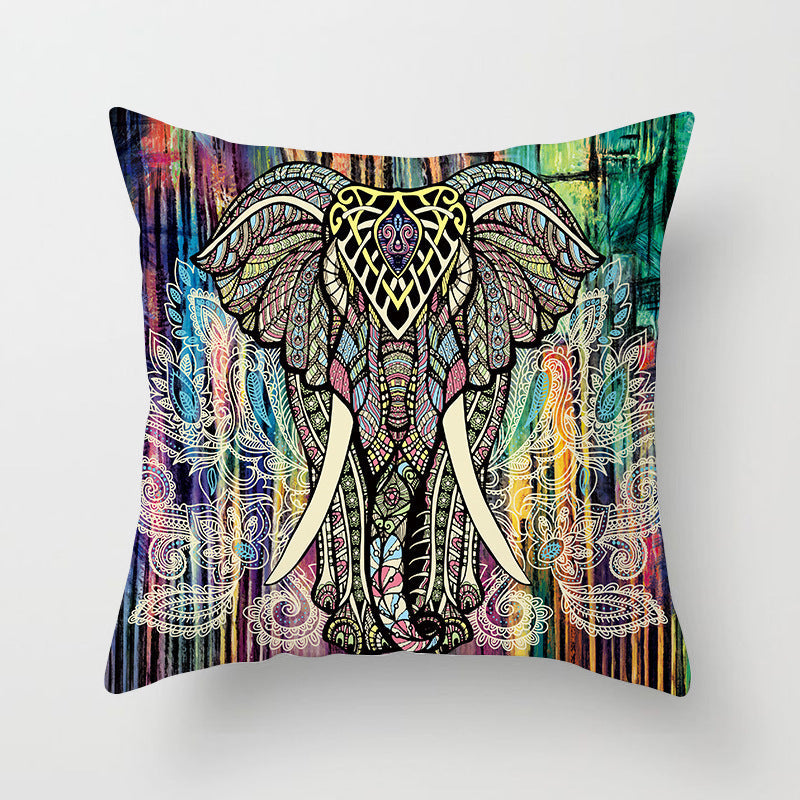 HKM-204755 Mandala Printed Peach Skin Pillowcase for Sofa – Soft and Stylish Cushion Cover