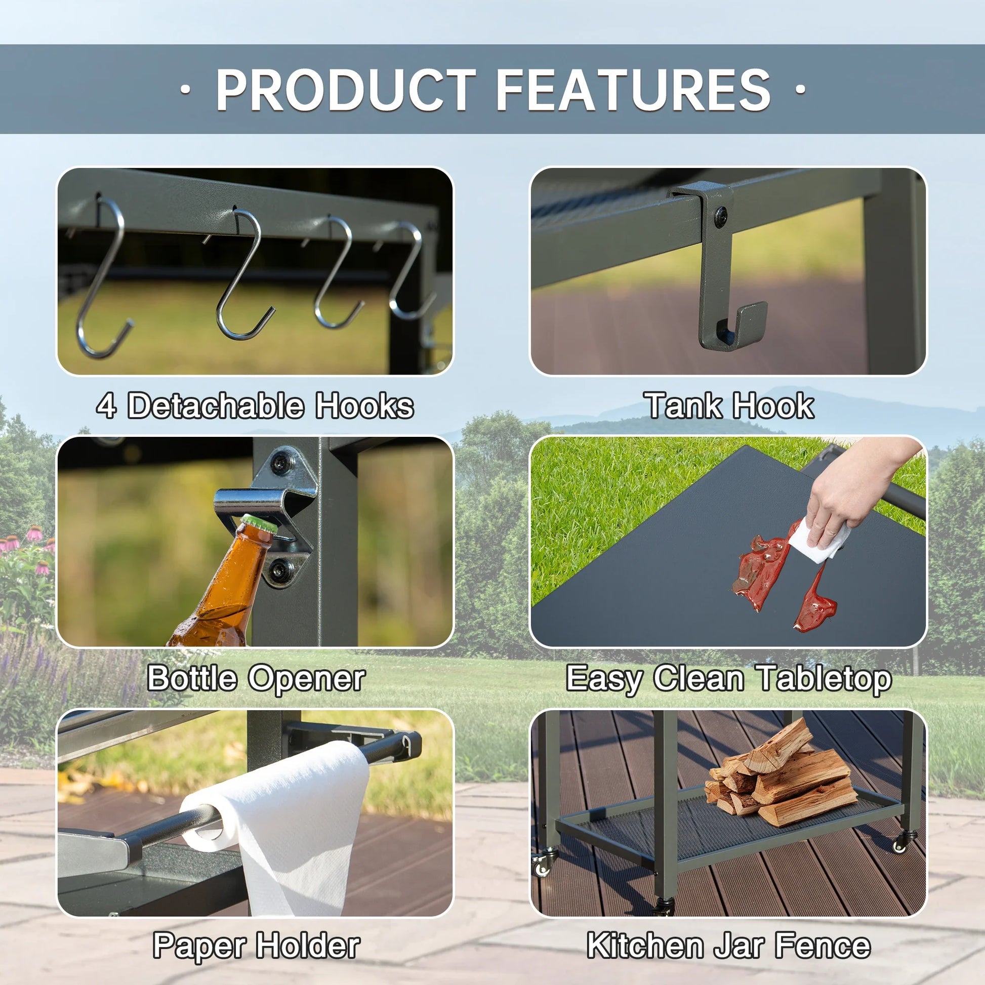 KTX-204819 Adjustable Outdoor Grill Cart with Compact and Durable Design for Easy Transport