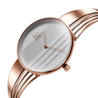 HKM-204819 Women's Silver and Rose Gold Quartz Watch with Alloy Strap and Folding Clasp