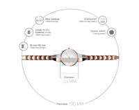 HKM-204819 Women's Silver and Rose Gold Quartz Watch with Alloy Strap and Folding Clasp