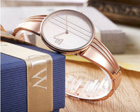 HKM-204819 Women's Silver and Rose Gold Quartz Watch with Alloy Strap and Folding Clasp