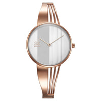 HKM-204819 Women's Silver and Rose Gold Quartz Watch with Alloy Strap and Folding Clasp