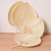 HKM-205139 Hand Woven Peach-Shaped Bamboo Fan for Cool Comfort - 38cm x 30cm