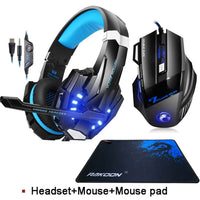 HKM-205203 Wired Luminous Headset with 3.5mm and USB Connectors, Includes Mouse and Mouse Pad