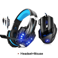 HKM-205203 Wired Luminous Headset with 3.5mm and USB Connectors, Includes Mouse and Mouse Pad