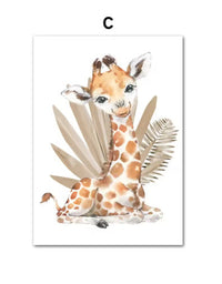 HKM-205395 Jungle Animal Canvas Wall Art for Children's Rooms in Various Sizes