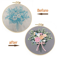 HKM-205459 European Style DIY Flower Embroidery Kit with Cotton and Linen Materials - Various Floral Patterns