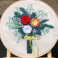 HKM-205459 European Style DIY Flower Embroidery Kit with Cotton and Linen Materials - Various Floral Patterns