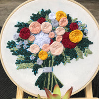 HKM-205459 European Style DIY Flower Embroidery Kit with Cotton and Linen Materials - Various Floral Patterns