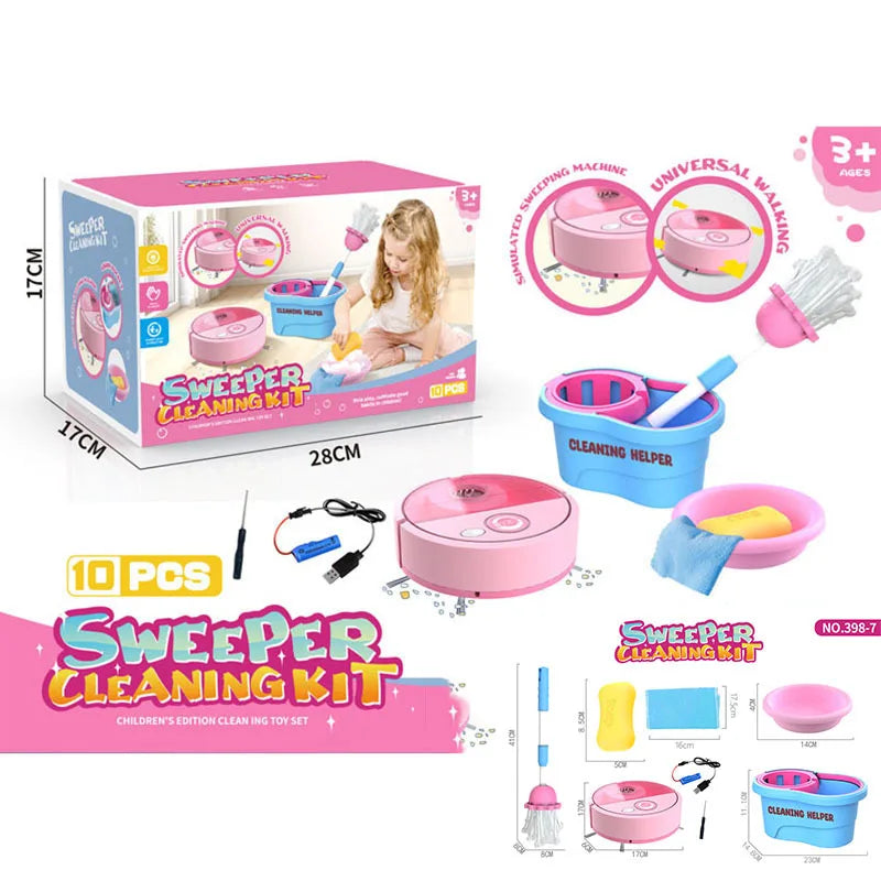 Kids Electric Cleaning Sweeping Machine Pretend Play Housework Toy Set