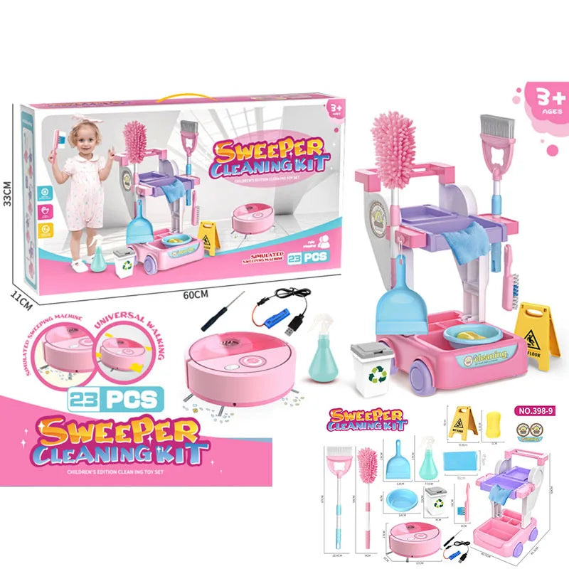 Kids Electric Cleaning Sweeping Machine Pretend Play Housework Toy Set