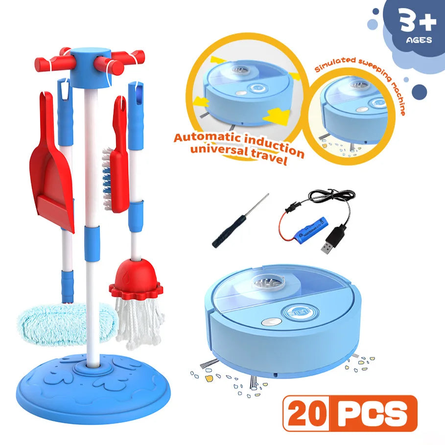 Kids Electric Cleaning Sweeping Machine Pretend Play Housework Toy Set