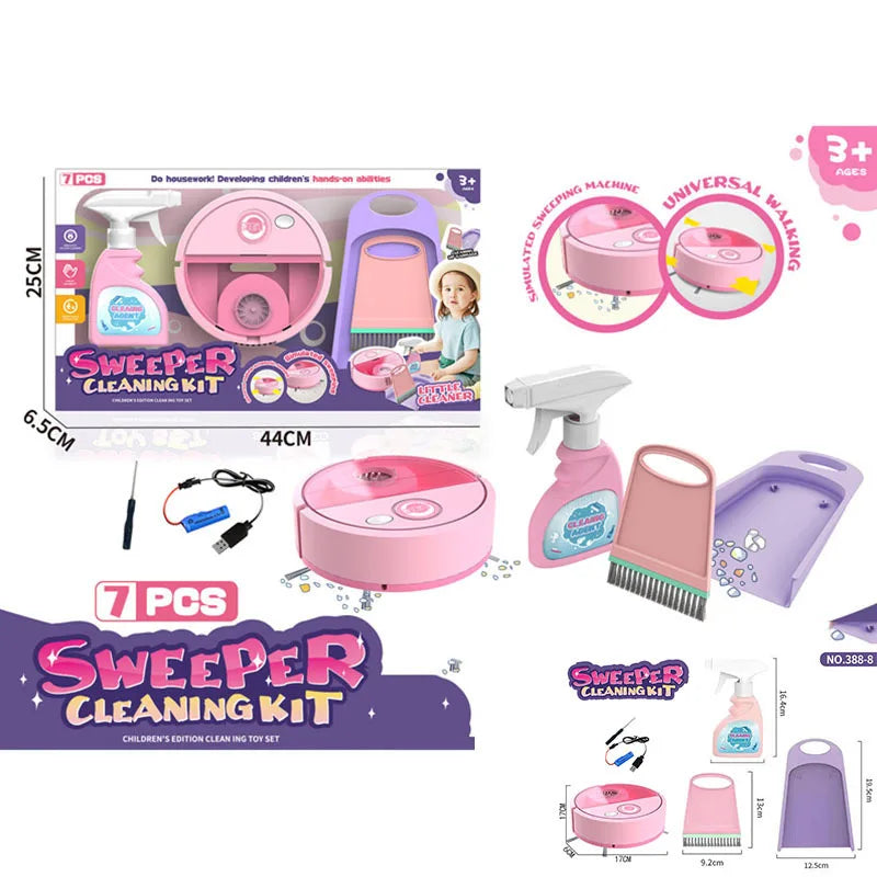 Kids Electric Cleaning Sweeping Machine Pretend Play Housework Toy Set