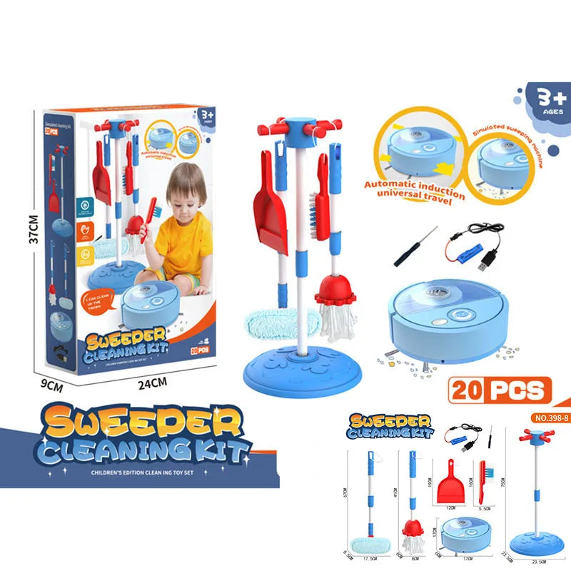 Kids Electric Cleaning Sweeping Machine Pretend Play Housework Toy Set