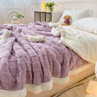HKM-205459 Rhombus Tower Plant and Flower Velvet Fleece Blanket - Multiple Sizes Available