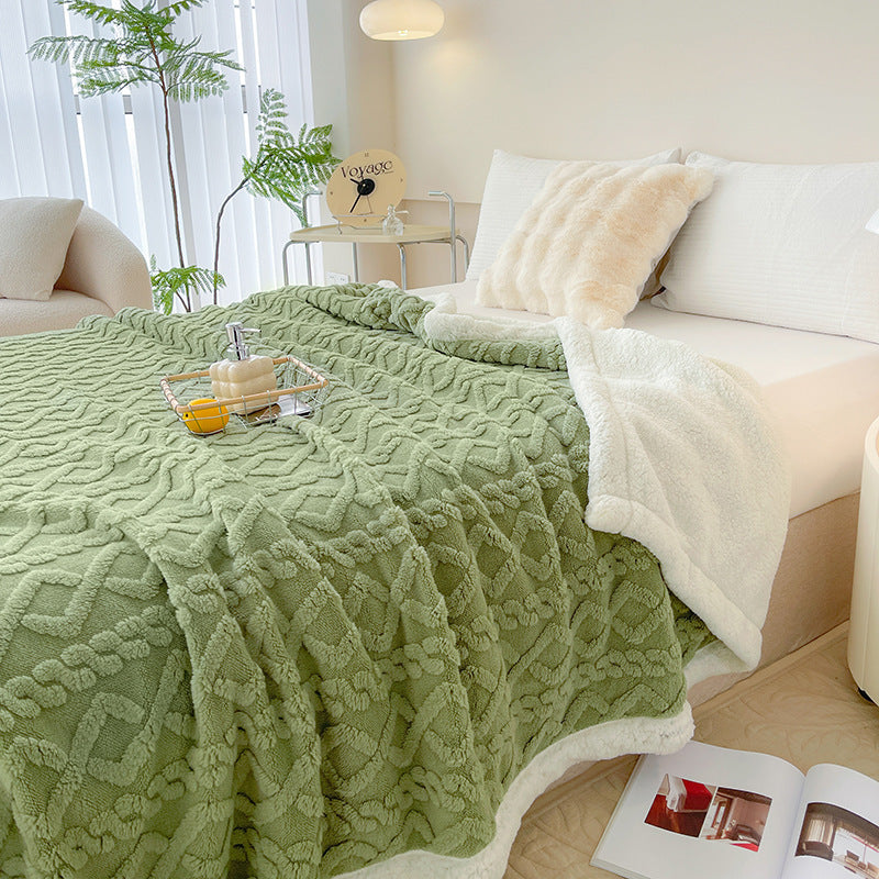 HKM-205459 Rhombus Tower Plant and Flower Velvet Fleece Blanket - Multiple Sizes Available