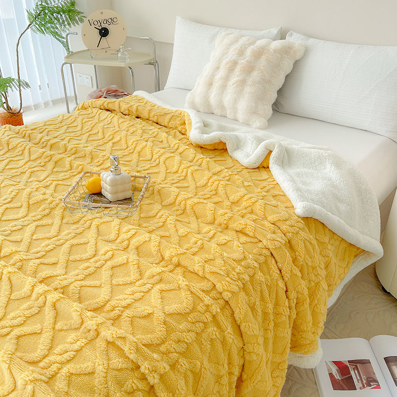 HKM-205459 Rhombus Tower Plant and Flower Velvet Fleece Blanket - Multiple Sizes Available