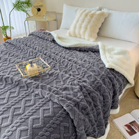 HKM-205459 Rhombus Tower Plant and Flower Velvet Fleece Blanket - Multiple Sizes Available