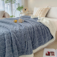 HKM-205459 Rhombus Tower Plant and Flower Velvet Fleece Blanket - Multiple Sizes Available