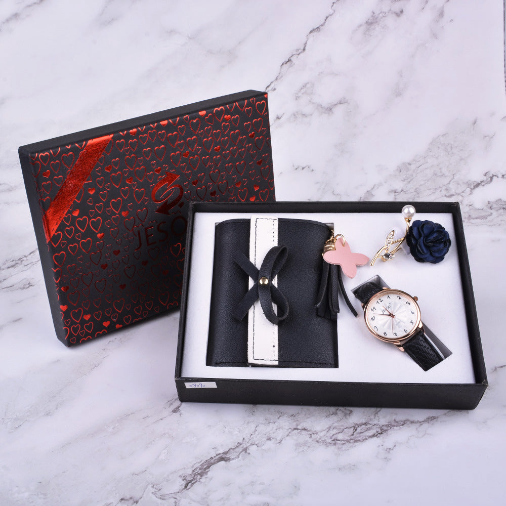 HKM-205587 Elegant Watch and Fashion Wallet Set in Various Colors for Adults