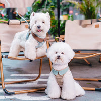HKM-205651 Fashionable Cotton Dog Harness with Retractable Belt in Plaid Styles
