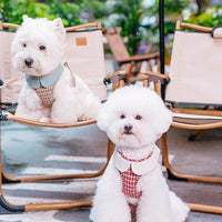 HKM-205651 Fashionable Cotton Dog Harness with Retractable Belt in Plaid Styles