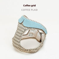 HKM-205651 Fashionable Cotton Dog Harness with Retractable Belt in Plaid Styles