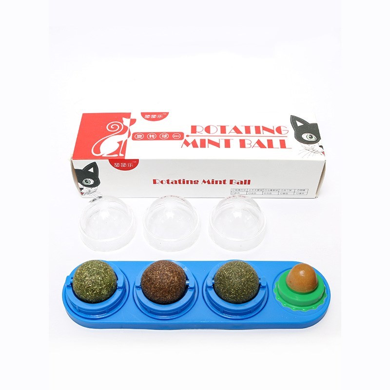 HKM-205907 Triple Rotating Catnip and Peppermint Licking Ball for Cats