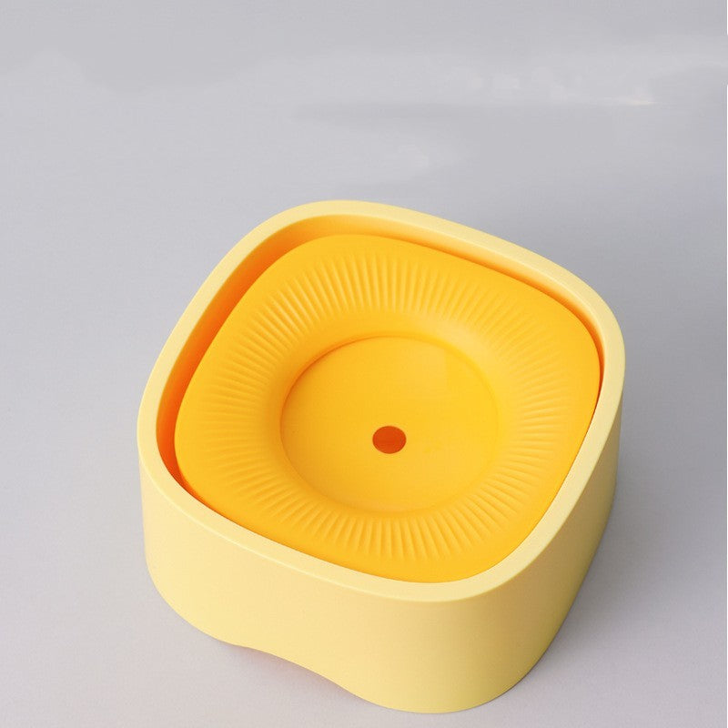 HKM-205971 Pet Floating Bowl - Square Design, Wet-Proof ABS Resin, Available in Millet White, Yellow, Purple