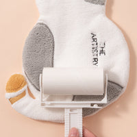 HKM-206035 Thickened Cat Hand Towel for Kids - Superfine Coral Fleece, Absorbent and Hangable, Yellow or Gray, 210x300mm