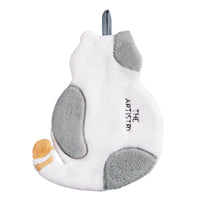 HKM-206035 Thickened Cat Hand Towel for Kids - Superfine Coral Fleece, Absorbent and Hangable, Yellow or Gray, 210x300mm