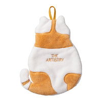 HKM-206035 Thickened Cat Hand Towel for Kids - Superfine Coral Fleece, Absorbent and Hangable, Yellow or Gray, 210x300mm