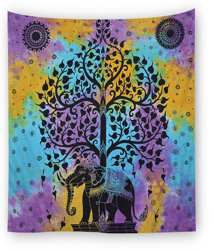 HKM-206163 Ethnic Printed Polyester Beach Tapestry Towel - Machine Washable, Rectangle Shape