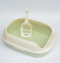 HKM-206291 High-Sided Cat Litter Box with Shovel - Available in Pink, Yellow, Matcha, Coffee, and Blue