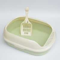 HKM-206291 High-Sided Cat Litter Box with Shovel - Available in Pink, Yellow, Matcha, Coffee, and Blue