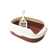 HKM-206291 High-Sided Cat Litter Box with Shovel - Available in Pink, Yellow, Matcha, Coffee, and Blue