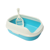 HKM-206291 High-Sided Cat Litter Box with Shovel - Available in Pink, Yellow, Matcha, Coffee, and Blue