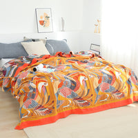 HKM-206291 Lightweight Pure Cotton Gauze Summer Quilt with Floral and Plant Patterns, Available in Two Sizes