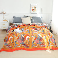 HKM-206291 Lightweight Pure Cotton Gauze Summer Quilt with Floral and Plant Patterns, Available in Two Sizes