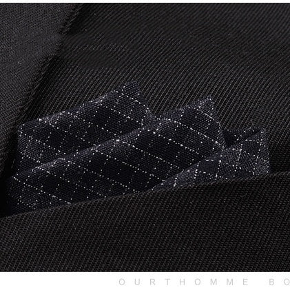 HKM-206291 Men's Striped Cotton Suit with Pockets and Matching Square Scarf