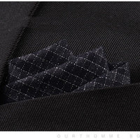 HKM-206291 Men's Striped Cotton Suit with Pockets and Matching Square Scarf