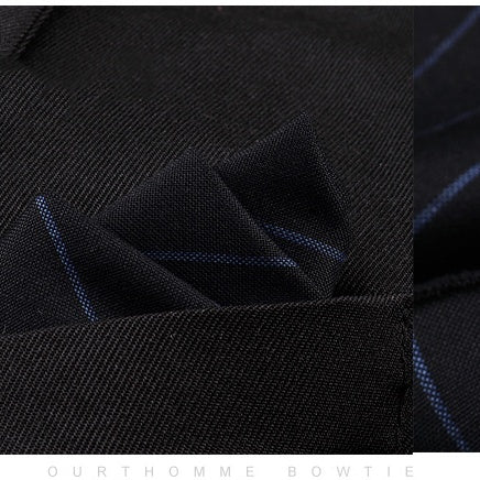 HKM-206291 Men's Striped Cotton Suit with Pockets and Matching Square Scarf