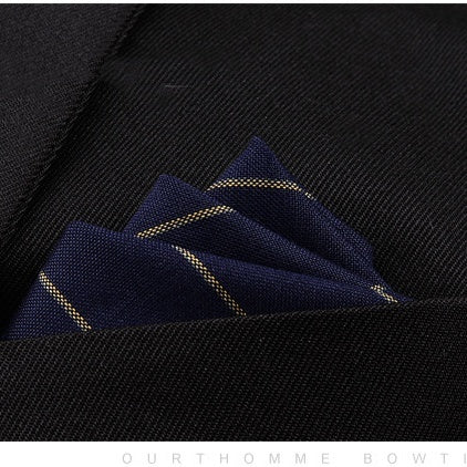 HKM-206291 Men's Striped Cotton Suit with Pockets and Matching Square Scarf