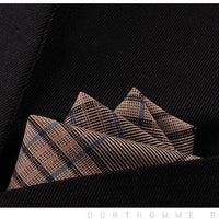 HKM-206291 Men's Striped Cotton Suit with Pockets and Matching Square Scarf