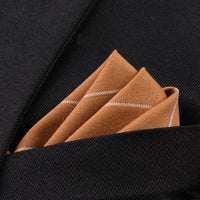 HKM-206291 Men's Striped Cotton Suit with Pockets and Matching Square Scarf