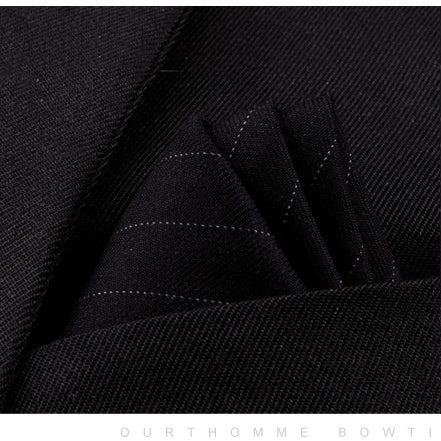 HKM-206291 Men's Striped Cotton Suit with Pockets and Matching Square Scarf